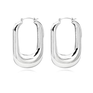 Imagem de Brincos de argola de ouro grosso para mulheres, leves, banhados a ouro 14 k, grosso, triplo, moderno, grosso, redondo, brinco, Medium, Metal, Sem pedra preciosa