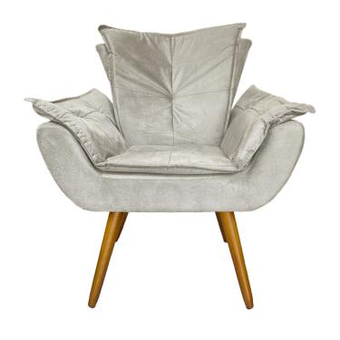 Imagem de Poltrona Decorativa Estofada Pés Palito Para Quarto Closet Apolo Suede Bege - lm decor