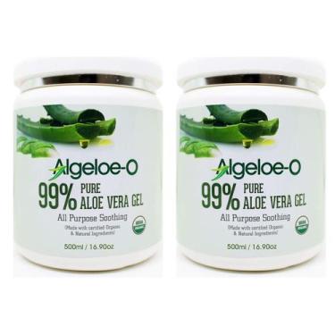 Imagem de Gel de Aloe Vera ALGELOE-O 99% puro orgânico 500 ml (pacote com 2)