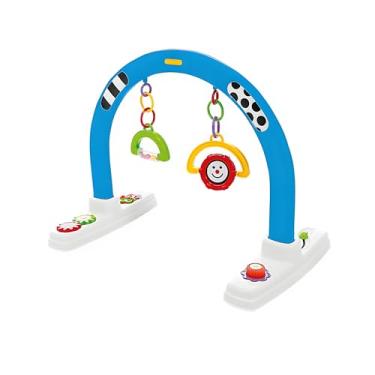 Imagem de Móbile Didático para Bebê com Chocalho de Atividades | Estimula Coordenação Motora e Percepção Visual A partir de 1 Mês (azul)