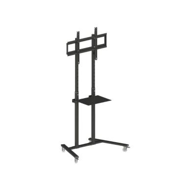 Imagem de Pedestal c/Bandeja e Ajuste de Altura p/TVs 40" a76" c/Rodízio - Preto