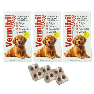 Imagem de Vermitril - Anti Pulgas, Carrapatos, Vermes, Sarnas 12 Comprimidos (Filhotes)