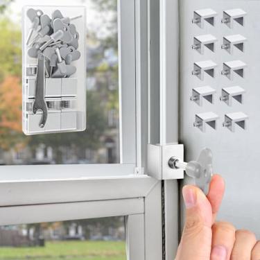 Imagem de Fechaduras de janela, pacote com 10 travas deslizantes, adequadas para janelas deslizantes verticais