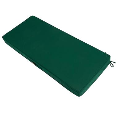Imagem de FUNHOME Almofada de banco para ambientes externos 114 x 45 x 7,6 cm, resistente à água, almofada de balanço para varanda com alça e laços, almofadas de banco para móveis de jardim e quintal (verde