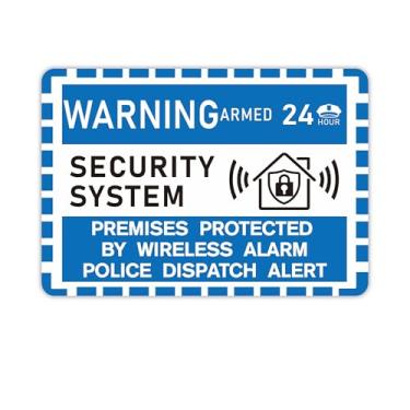 Imagem de 3 peças de sinal de sistema de alarme de segurança para casa, autoadesivo à prova de intempéries 24 horas, sistema de proteção de segurança para portas e janelas de casa, uso interno e externo
