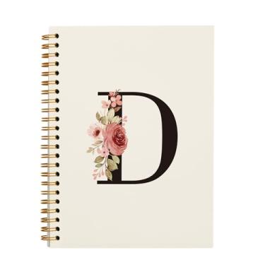 Imagem de OXW Caderno personalizado com letra D, caderno personalizado fofo para meninas da escola, presentes com monograma para mulheres, material escolar para meninas, presentes personalizados, caderno