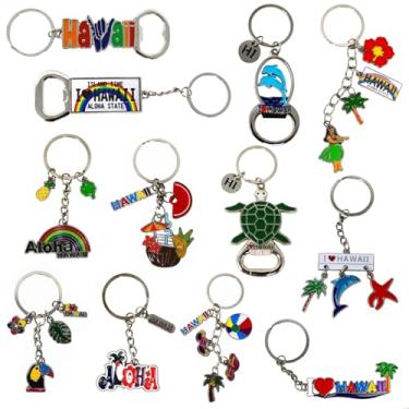 Imagem de TSY TOOL 12 Chaveiros Havaianos, 4 Abridores De Garrafas, Metal Eu Amo O Havaí, Aloha, Golfinhos, Tartaruga, Palmeira, Coco, Placa Havaiana, Pingentes Hi, Lembranças Chaveiro, Presentes, Pacote