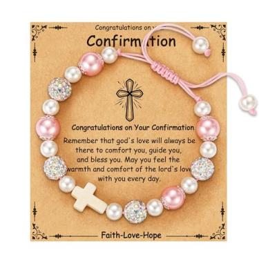 Imagem de VULETO Cesto de Páscoa para meninas e meninos, pulseira de contas de cruz católica cristã cesta de Páscoa presentes para adolescentes e crianças, one size, Sem Pedra Preciosa