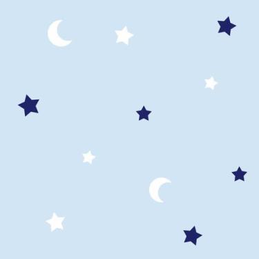 Imagem de Papel De Parede Baby Lua E Estrelas Fundo Azul - Inove Papéis de Pared