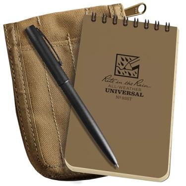 Imagem de Rite in the Rain Kit de caderno espiral superior à prova de intempéries 7,62 cm x 12,72 cm: Capa de tecido CORDURA bronze, caderno bronze de 3" x 5" e uma caneta à prova de clima (nº 935T-KIT)