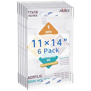Imagem de Niubee Suporte de placa de acrílico de 28 x 35 cm com fita adesiva dupla face para escritório, casa, loja, restaurante, sem perfuração - vertical (pacote com 6)
