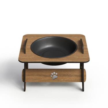 Imagem de Comedouro Elevado Suspenso Tabaco MDF Gato Cachorro Bebedouro Pet - oe