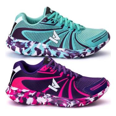 Imagem de Kit 2 Pares Tênis Feminino Academia Exercício Funcional Leve Macio - O