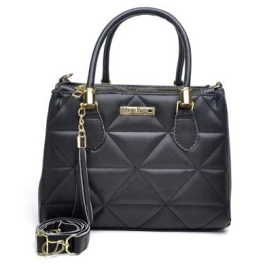 Imagem de Bolsa Feminina Média Shopbag Bordada Dubai 2025, Preto