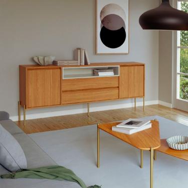 Imagem de Buffet Verna 100% MDF 2 Portas 2 Gavetas Freijó e Off White