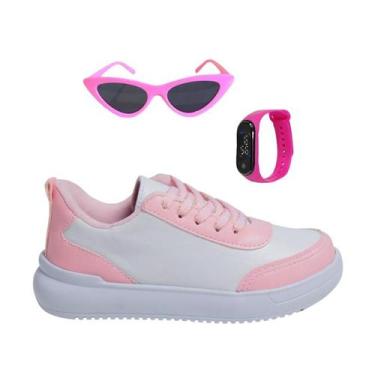 Imagem de Tênis Casual Infantil Feminino Jogging Meninas Escolar Passeio + Óculo