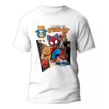 Imagem de Camiseta Homem-Aranha - Spider Cat Aranhaverso em 100% Algodão - Loja 