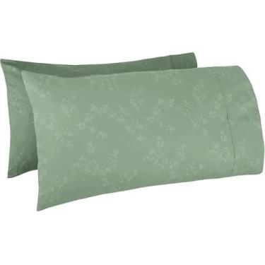 Imagem de TBM Fronha de travesseiro extragrande Jacqurd cabe até mesmo os travesseiros mais fofos, incluindo a almofada de panqueca fronha extra alta 100% algodão egípcio 600 fios (verde sálvia, Queen- 22L x