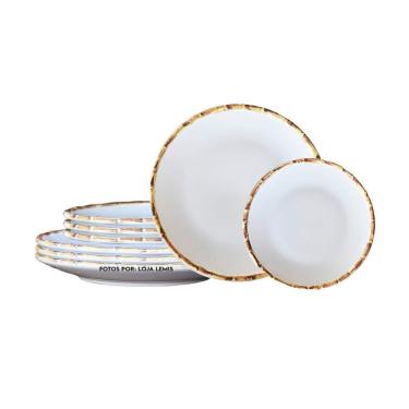 Imagem de Aparelho De Jantar Pratos De Bambu Cerâmica Scalla 1ª Linha