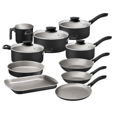 Imagem de Jogo de Panelas Tramontina Linz Antiaderente Starflon Max Preto 10 Peç