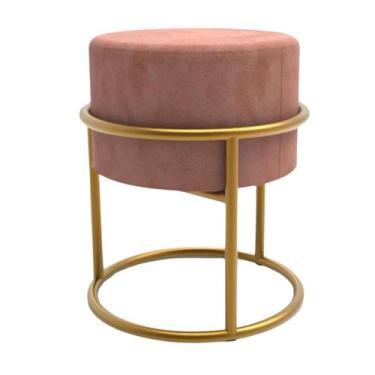 Imagem de 1 Puff banqueta redondo ferro decoração casa - PB, Rosa