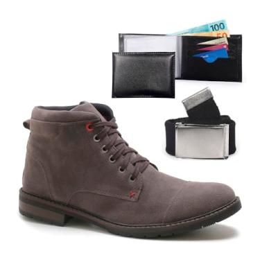 Imagem de Bota Coturno Masculina Com Carteira E Cinto Épico Moderna Casual Dia A Dia Confortavel