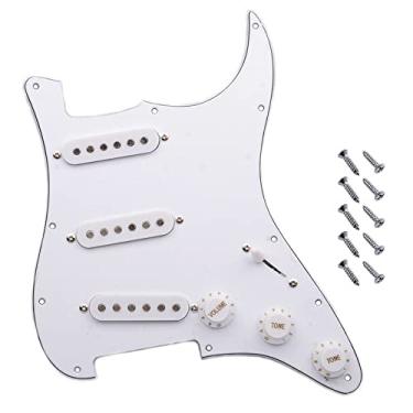 Imagem de Jiayouy Placa Traseira De Proteção Palheta Pré-Cabeada Aço Inoxidável Branco 3 Camadas Com Conjunto Captadores Bobina Única, Adequada Para Guitarras Elétricas Estilo Stratocaster Vintage