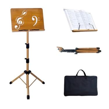 Imagem de Suporte de partitura – Suporte de música portátil com bolsa de transporte, suporte ajustável de madeira e metal para livros de mesa suporte de pódio para tocadores de guitarra, ukulele, violino