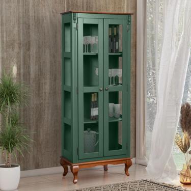 Imagem de Cristaleira 2 Portas Vidro Madeira Versalhes Verde
