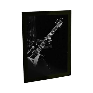 Imagem de Quadro Decorativo Guitarra Ilustração Foto Preto Branco Decoração Poster Quarto Sala