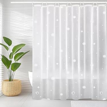 Imagem de jssablo Forro de cortina de chuveiro, 100% à prova d'água, cortinas de chuveiro Peva com 3 ímãs de fundo pesado e 12 ilhós à prova de ferrugem, forro de chuveiro com peso de 72 x 182 cm para box de