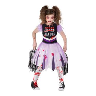 Imagem de MOMMY'S NEW MAN Girl Scary Zombie Bloody Cheerleader Blackish Purple Cheerleader Fearsome Skirt (11-12 Years)