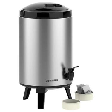 Imagem de Botijão GARRAFA Térmica Inox Soprano 9,5 L com Torneira e Suporte