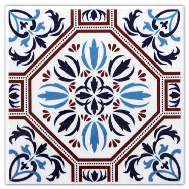 Imagem de DICOFUN 32 adesivos coloridos Talavera Mexican Tile Peel and Stick Backsplash, 15,24 cm x 15,24 cm à prova d'água em azulejos de parede (estilo 1)