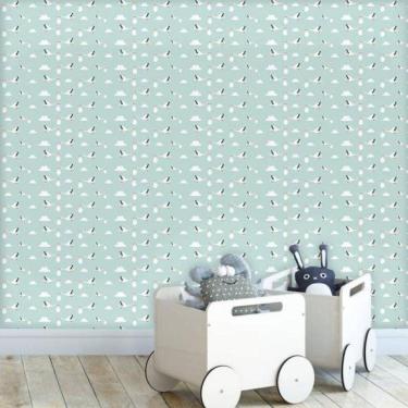 Imagem de Papel De Parede Infantil Cegonha Bebê