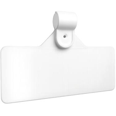 Imagem de 25 suportes de etiqueta de prateleira de arame de plástico branco para etiquetas adesivas, clipes de gancho de bilhete de preço de varejo de exibição profissional, suporte de etiqueta de sinal de despensa de encaixe para prateleiras e cestas de arame, 7,6 cm L x 3,1 cm A