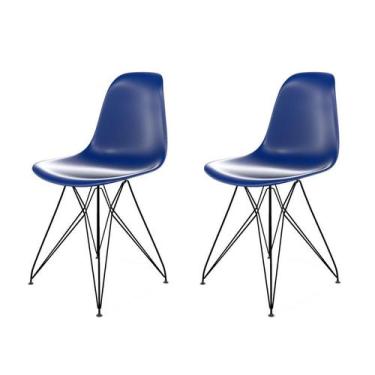 Imagem de Conjunto com 2 Cadeiras Eames Eiffel Azul e Preto - Mobly