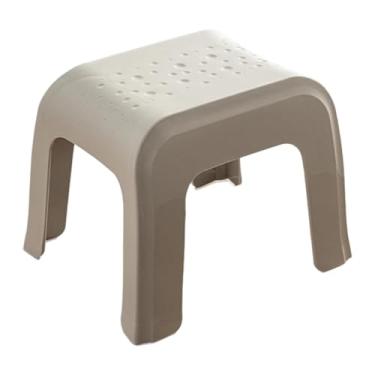 Imagem de Fenteer Banqueta pequena portátil antiderrapante leve e estável, banquinho de banho para apartamento, cabeceira, cozinha e banheiro, Cinza Claro