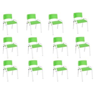 Imagem de Kit 12 Cadeiras Infantil Iso, Escola, Base Branco- Verde Claro