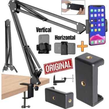 Imagem de Suporte Braço Articulado Mesa Celular Smartphone Garra Apoio
