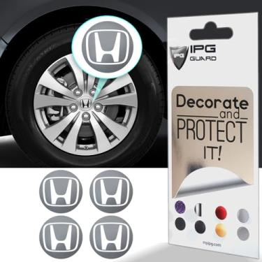 Imagem de IPG Compatível Com Civic Accord Crv Vtec Si, Tampa Central Logotipo, Decalques Para Rodas E Pneus, Adesivos Internos Ou Externos (Tampa Central: 2,25") (4 Unidades) (Prata Brilhante, Logotipo)