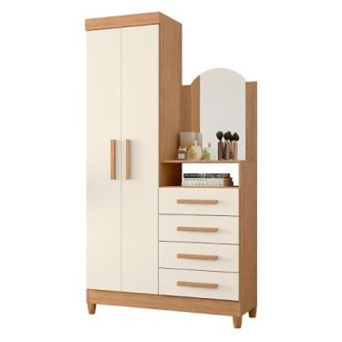 Imagem de Guarda Roupa Cômoda 2 portas e 4 gavetas NEW Capri Freijo/Titanium Moveis Albatroz