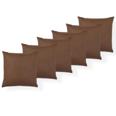 Imagem de capa almofada conjunto com 6 almofadas decorativas de peluche (cores sólidas) 45X45 cm sem enchimento capa para almofada (TABACO LISO)
