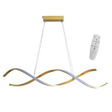Imagem de Lustre Pendente Espiral LED Moderno e Ajustável com Controle Remoto Dourado Brinovar