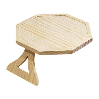 Imagem de YWJLQH Braço de sofá, mesa, cadeira, bandeja de mesa, café, cama, móveis, bebidas, lanches, suporte para telefone, apoio de braço de sofá, bandeja com clipe, Madeira
