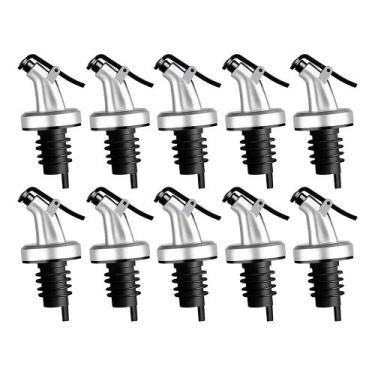 Imagem de Kit 10 Bico Dosador de Garrafa de Azeite Vinagre com Vedação Silicone 