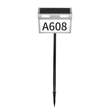 Imagem de Números de casas solares para iluminação externa, sinal de endereço solar, números de casa, à prova d'água, modos de iluminação de 3 cores, placa de endereço iluminada por LED, placa de endereço de