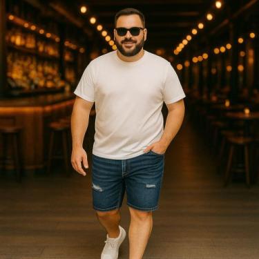 Imagem de Bermuda JEANS MASCULINA RASGADA Plus Size Grande Tamanho 44 46 48 Refo