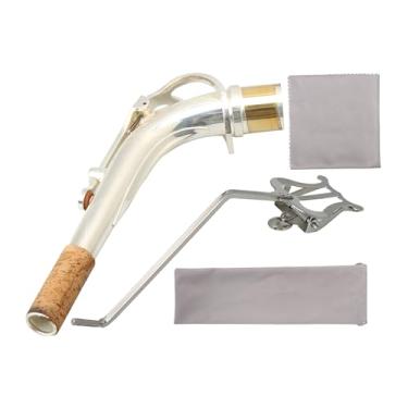 Imagem de Yibuy Alto Sax E-flat Bend Neck com suporte de lira musical de marcha Jack redondo de 4 mm