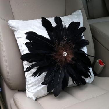 Imagem de MINGZAIQIPEI Carro Bonito Estilo Pena de Seda Auto Interior Acessórios Quatro Estações Universal Fit Most Car SUV (Body Pillow Style 1)